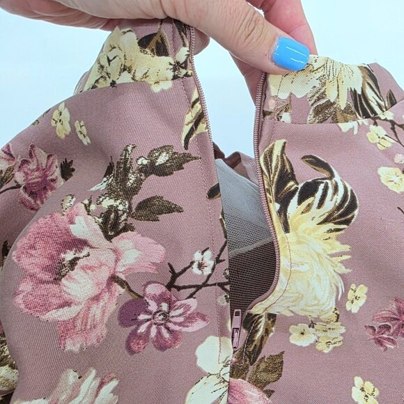 Womens Y2K Mini Flare Skirt Size 1 Pink Floral Cottagecore Fairy Dainty Coquette - Picture 6 of 13